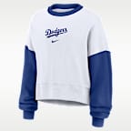Sudadera de cuello redondo sin cierre Nike de la MLB para mujer Los Angeles Dodgers Primary