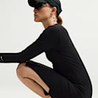 Nike Sportswear Chill Knit strakke midi-jurk met mini-ribbels en lange mouwen