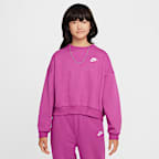 Sudadera de cuello redondo Dri-FIT de corte cuadrado para niña Nike Sportswear Club Fleece
