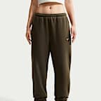 Pants oversized de tiro alto con dobladillo para mujer Nike Studio Fleece Medium Weight