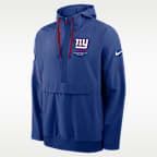 Chamarra Nike de la NFL de medio cierre con gorro para hombre New York Giants Sideline Anorak