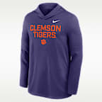Playera de manga larga universitaria Nike Dri-FIT con gorro para hombre Clemson Sideline