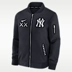 Chamarra bomber Nike x KAWS de la MLB de cierre completo para hombre New York Yankees Dugout