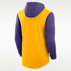 Playera de manga larga universitaria Nike Dri-FIT con gorro para hombre LSU Campus Legacy