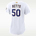 Mookie Betts Los Angeles Dodgers 2025 World Series Champion Gold Series Women's Nike MLB Stadium Jersey