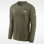 Playera de manga larga Nike de la NFL para hombre Seattle Seahawks Salute to Service