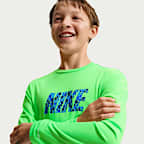 Playera de manga larga Dri-FIT UV para niño talla grande Nike Swim Hydroguard