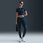 Nike Pro Women's Mid-Rise Full-Length Mesh-Paneled Leggings
