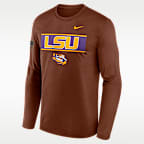 Playera de manga larga universitaria Nike Dri-FIT para hombre LSU 2026 Military Appreciation Legend