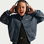 Nike Sportswear Studio Fleece Big Kids' (Girls') Oversized Full-Zip Hoodie