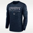Dallas Cowboys Sideline Team Issue Velocity Men's Nike Dri-FIT NFL Long-Sleeve T-Shirt