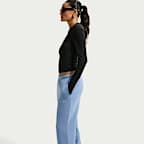 Nike Studio Fleece mittelschwere Hose mit mittelhohem Bund und offenem Saum (Damen)