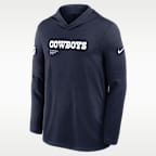 Dallas Cowboys Pure Fury Sideline Men's Nike Dri-FIT NFL Long-Sleeve Hooded Top
