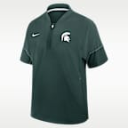 Chamarra con gorro de manga corta universitaria Nike de medio cierre para hombre Michigan State Sideline Coach