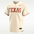 Texas Wordmark Men's Nike College Limited Baseball Jersey