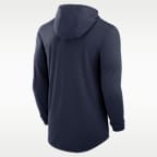 Playera de manga larga universitaria Nike Dri-FIT con gorro para hombre West Virginia Primetime Arch