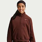 Playera oversized de cierre de 1/4 para niña talla grande Nike Sportswear Studio Fleece