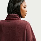 Top cropped oversized de cierre de 1/4 para mujer Nike Studio Fleece Medium-Weight Plush