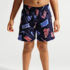 Conjunto de playera de manga larga y shorts para niño talla pequeña Nike Swim Breaker Logo Tape