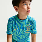 Maglia da calcio pre-partita a manica corta Nike Dri-FIT Brasile – Ragazzo/a