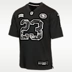 Jersey Nike de la NFL Game para niños talla grande Christian McCaffrey San Francisco 49ers Salute to Service