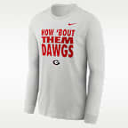 Playera de manga larga universitaria Nike Dri-FIT para hombre Georgia Sideline Slogan
