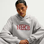 Nike Studio Fleece Medium Weight 'Graphic Pack' Women's Oversized Pullover Logo Hoodie