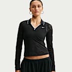 Nike Sportswear Chill Knit tettsittende, langermet blondeoverdel med moderat kort snitt til dame