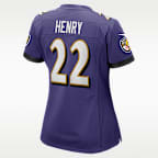 Jersey de fútbol americano Nike de la NFL Game para mujer Derrick Henry Baltimore Ravens