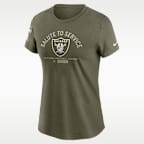 Playera Nike de la NFL para mujer Las Vegas Raiders Salute to Service Sideline