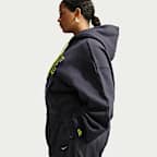 Nike Studio Fleece Medium Weight Women's Oversized Full-Zip Cropped Hoodie (Plus Size)