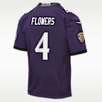 Zay Flowers Baltimore Ravens Big Kids' Game Jersey