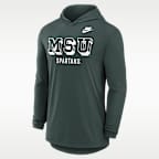 Playera de manga larga con gorro universitaria Nike Dri-FIT para hombre Michigan State Legacy