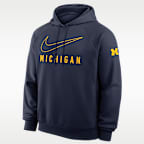 Sudadera con gorro sin cierre universitaria Nike Dri-FIT para hombre Michigan Premium Performance