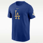 Playera Nike de la MLB para hombre Los Angeles Dodgers 2025 World Series Champion Gold Series Logo