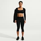 Sutiã de desporto de manga comprida almofadado de suporte ligeiro Nike Zenvy para mulher