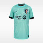 Jersey Nike Dri-FIT de la NWSL Replica del KC Current visitante 2025 Stadium Temwa Chaŵinga para niños talla grande