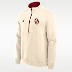 Sudadera de cuello redondo universitaria marca Jordan de medio cierre para hombre Oklahoma Primetime Primary Logo