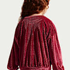Conjunto de 2 piezas de pants y sudadera de terciopelo Swoosh Sparkle para niños talla pequeña Nike