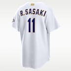 Roki Sasaki Los Angeles Dodgers 2025 World Series Champion Gold Series Men's Nike MLB Stadium Jersey