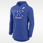 Playera de manga larga universitaria Nike Dri-FIT con gorro para hombre Kentucky Legacy