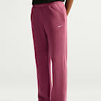 Pants de tiro medio con dobladillo abierto para mujer Nike Studio Fleece Lightweight