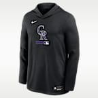 Colorado Rockies Authentic Collection Men's Nike Dri-FIT MLB Long-Sleeve Hooded Top