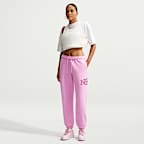 Nike Studio Fleece Medium Weight 'Graphic Pack' Women's Oversized Cuffed Logo Trousers