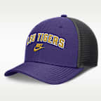 LSU Legacy Arch Rise Men's Nike Dri-FIT College Trucker Adjustable Hat