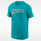Playera Nike de la MLB para hombre Florida Marlins Cooperstown Wordmark