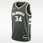 Giannis Antetokounmpo Milwaukee Bucks 2023/24 Icon Edition Big Kids' Nike NBA Swingman Jersey