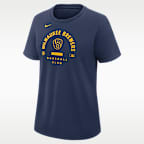 Playera Nike Dri-FIT de la MLB para mujer Milwaukee Brewers Authentic Collection Early Work