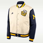 Chamarra bomber universitaria Nike de cierre a presión de largo completo para hombre Michigan Legacy