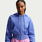 Sudadera con gorro holgada cropped con cierre completo para mujer Nike Sportswear Phoenix Fleece